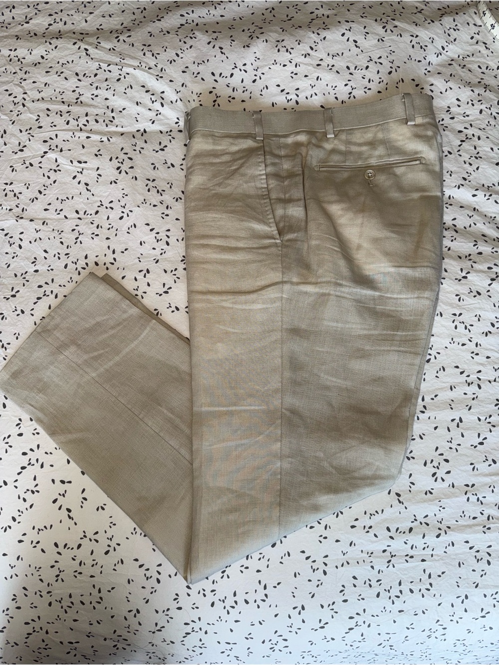 Harold 100% Linen Dress Pants – Cream Beige – 32 Waist / 28 Inseam